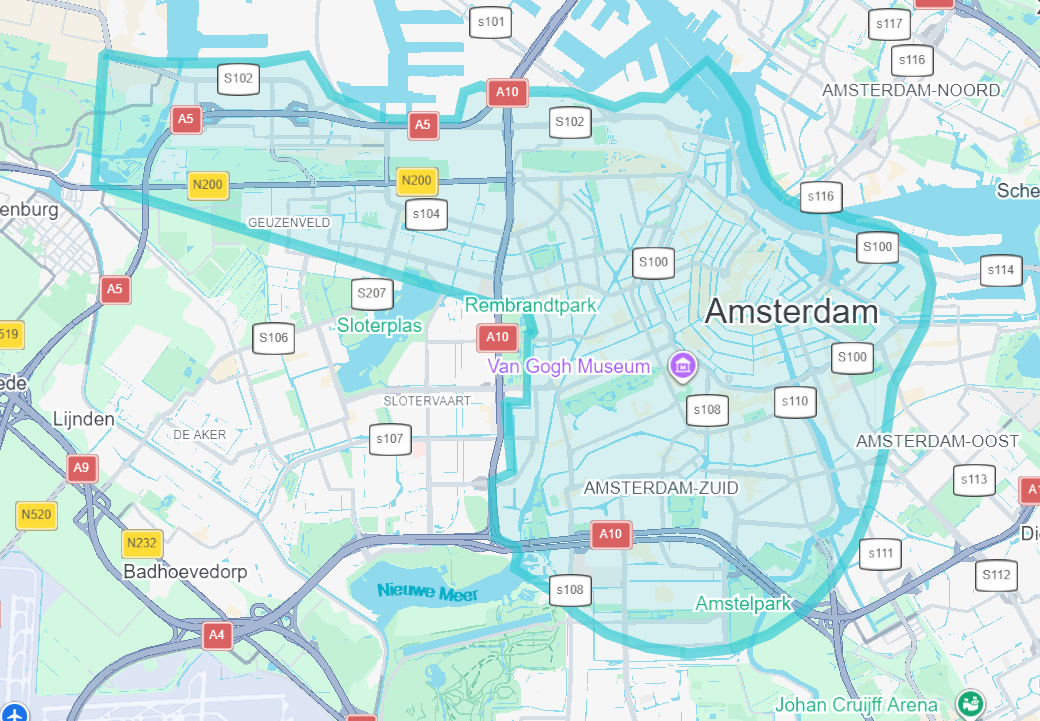 Amsterdam service area map